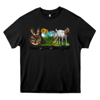 Black peace love boer goat Heavy Core Tee - LillyAllenDesigns