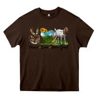 Chocolate Brown peace love boer goat Heavy Core Tee - LillyAllenDesigns