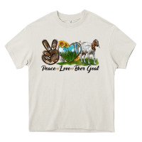Cream peace love boer goat Heavy Core Tee - LillyAllenDesigns