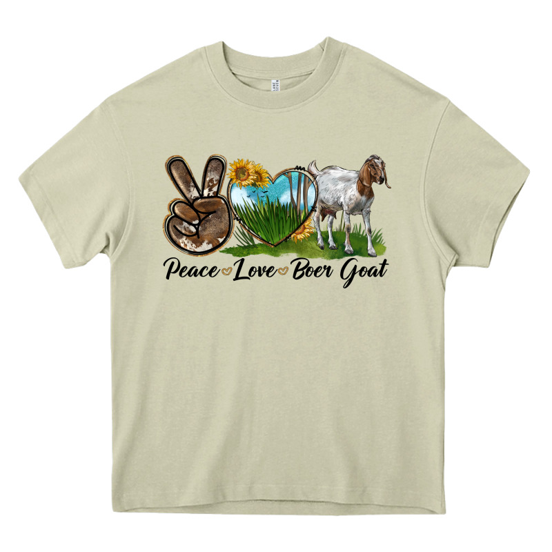Peace Love Boer Goat Heavy Core Tee by LillyAllenDesigns | Teevron