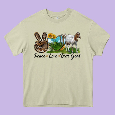 Peace Love Boer Goat Heavy Core Tee Designed By Lillyallendesigns