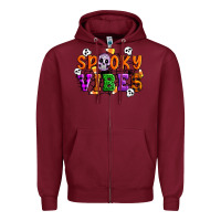 Burgundy Spooky vibes Zipper Hoodie - Artiststas