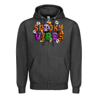 Charcoal Heather Spooky vibes Zipper Hoodie - Artiststas