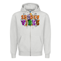 Dove Grey Spooky vibes Zipper Hoodie - Artiststas