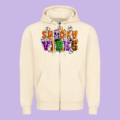 Spooky Vibes Zipper Hoodie Designed By Artiststas