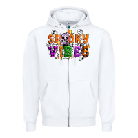 White Spooky vibes Zipper Hoodie - Artiststas