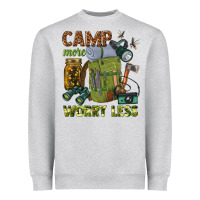 Heather Grey camp more worry less Heavyweight Sweatshirt - texasbilliewilder
