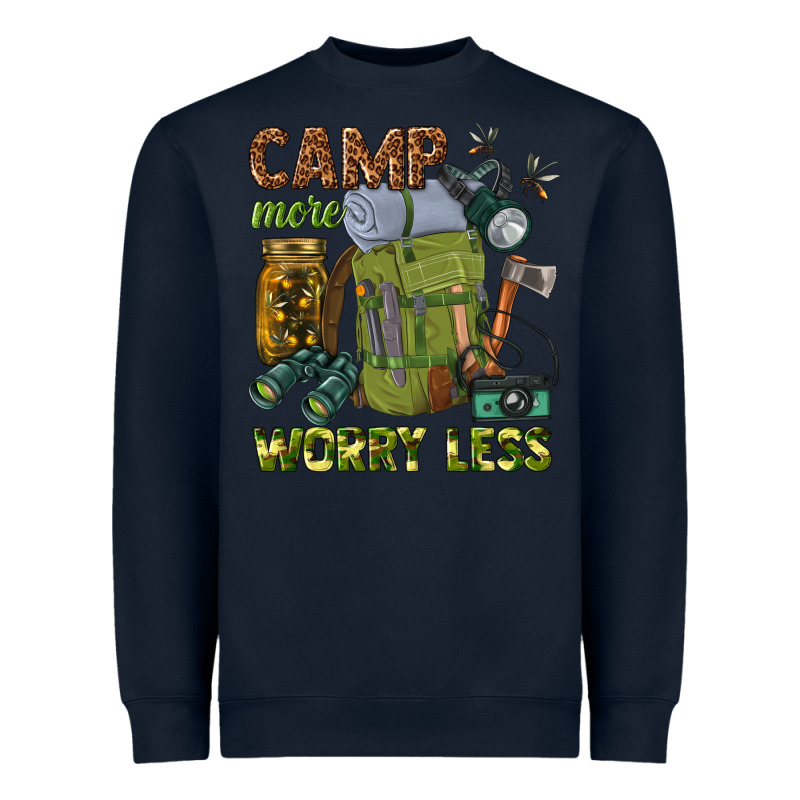 Camp More Worry Less Heavyweight Sweatshirt by texasbilliewilder | Teevron