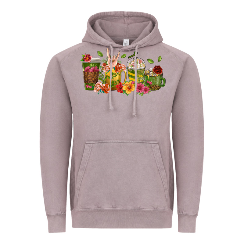 Floral Hustler Coffee Cups Vintage Hoodie by texasbilliewilder | Teevron