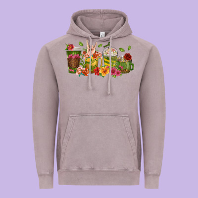 Vintage Hoodie floral hustler coffee cups