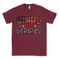 Burgundy stars and stripes Classic Tee - CowhideDigitalArt