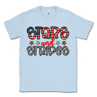 Dusty Blue stars and stripes Classic Tee - CowhideDigitalArt