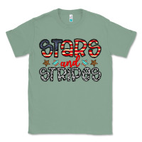 Sage stars and stripes Classic Tee - CowhideDigitalArt