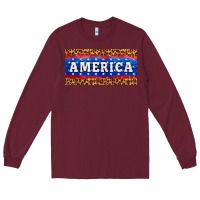 Burgundy america license plate Long Sleeve Tee - HRA Design Shop