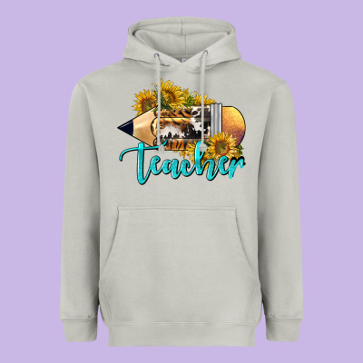 Western Teacher Pencil Heavyweight Hoodie Designed By Lillyallendesigns