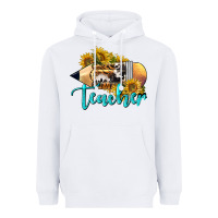 White Western Teacher Pencil Heavyweight Hoodie - LillyAllenDesigns