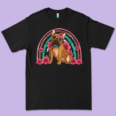 French Bulldog Floral Rainbow Premium Tee Designed By Artiststas
