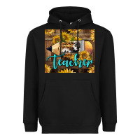 Black Western Teacher Pencil With Sunflowers Heavyweight Hoodie - LillyAllenDesigns