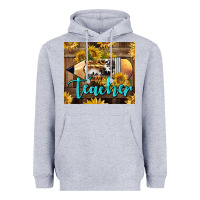 Heather Grey Western Teacher Pencil With Sunflowers Heavyweight Hoodie - LillyAllenDesigns