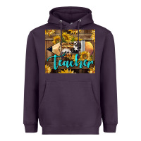 Plum Western Teacher Pencil With Sunflowers Heavyweight Hoodie - LillyAllenDesigns