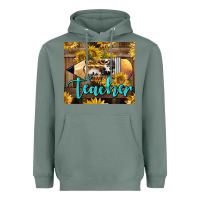 Sage Western Teacher Pencil With Sunflowers Heavyweight Hoodie - LillyAllenDesigns