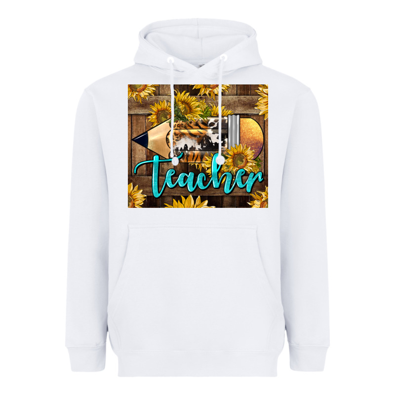 Western Teacher Pencil With Sunflowers Heavyweight Hoodie by LillyAllenDesigns | Teevron