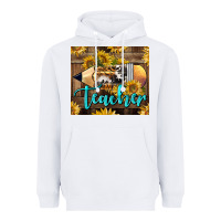 White Western Teacher Pencil With Sunflowers Heavyweight Hoodie - LillyAllenDesigns