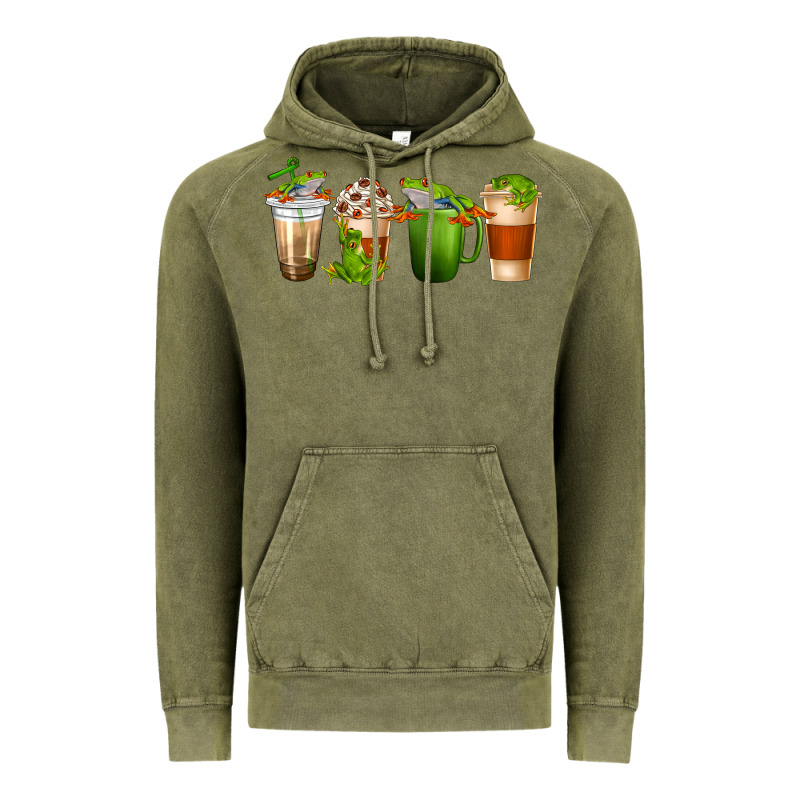 Frog Coffee Cups Vintage Hoodie by texasbilliewilder | Teevron
