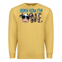 Antique Gold holy cow i'm one Premium Sweatshirt - MaliasSmallBusiness