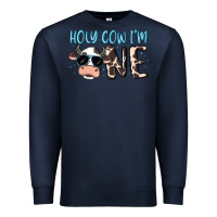 Navy holy cow i'm one Premium Sweatshirt - MaliasSmallBusiness