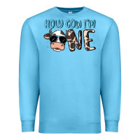 Ocean Blue holy cow i'm one Premium Sweatshirt - MaliasSmallBusiness