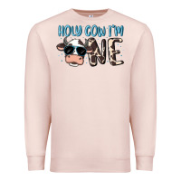 Pale Pink holy cow i'm one Premium Sweatshirt - MaliasSmallBusiness