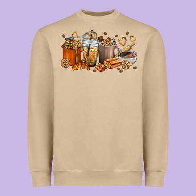 Cookie Coffee Cups Heavyweight Sweatshirt Designed By Texasbilliewilder