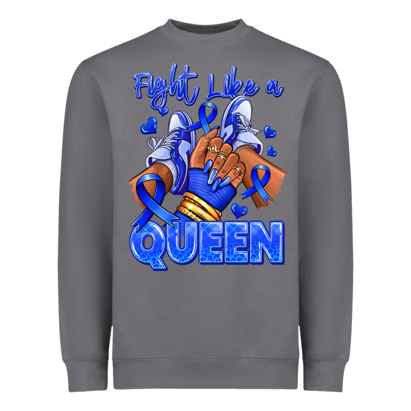 Fight Like A Queen Navy Blue Colon Cancer Afro Gir Heavyweight Sweatshirt by RanaPortraitStore | Teevron