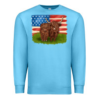 Ocean Blue American cows Premium Sweatshirt - MaliasSmallBusiness