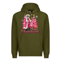 Army Green Pink Merry Christmas Black Santa Premium Hoodie - MaliasSmallBusiness
