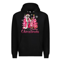 Black Pink Merry Christmas Black Santa Premium Hoodie - MaliasSmallBusiness