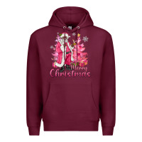 Burgundy Pink Merry Christmas Black Santa Premium Hoodie - MaliasSmallBusiness