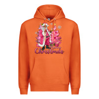 Carrot Pink Merry Christmas Black Santa Premium Hoodie - MaliasSmallBusiness