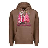 Pink Merry Christmas Black Santa Premium Hoodie | Teevron