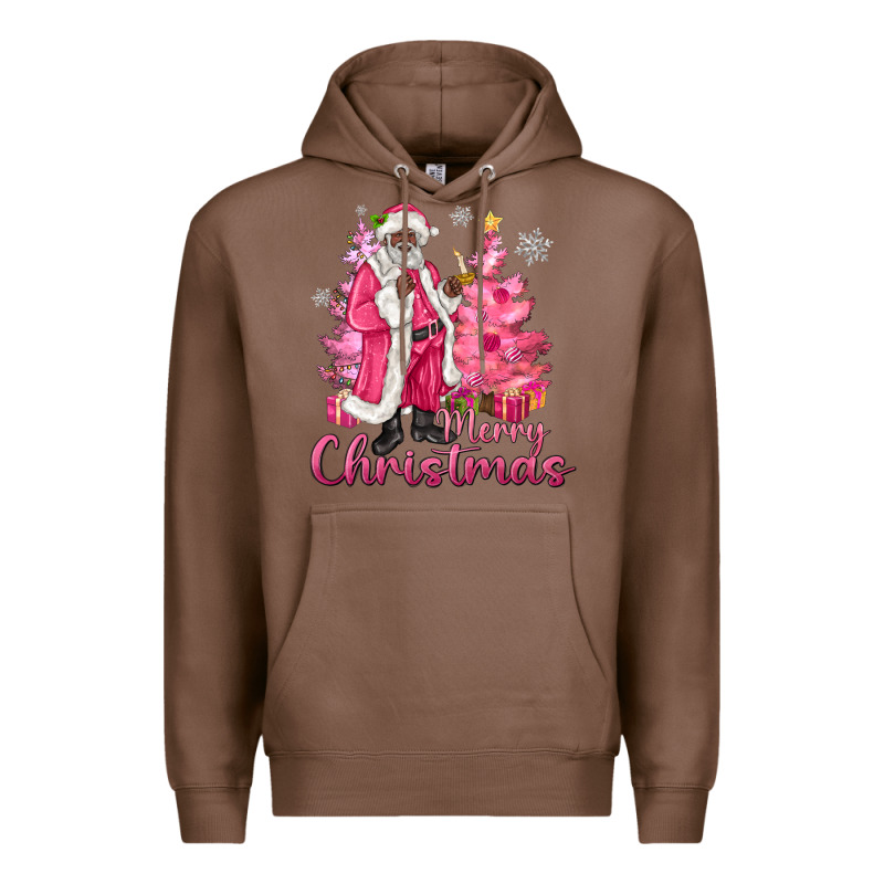 Pink Merry Christmas Black Santa Premium Hoodie by MaliasSmallBusiness | Teevron