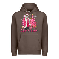 Coffee Pink Merry Christmas Black Santa Premium Hoodie - MaliasSmallBusiness