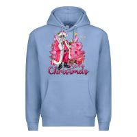 Colony Blue Pink Merry Christmas Black Santa Premium Hoodie - MaliasSmallBusiness
