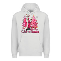 Dove Grey Pink Merry Christmas Black Santa Premium Hoodie - MaliasSmallBusiness