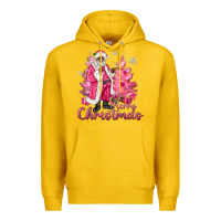 Lemon Pink Merry Christmas Black Santa Premium Hoodie - MaliasSmallBusiness