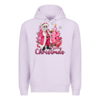 Lilac Pink Merry Christmas Black Santa Premium Hoodie - MaliasSmallBusiness