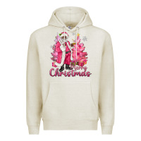 Oatmeal Heather Pink Merry Christmas Black Santa Premium Hoodie - MaliasSmallBusiness