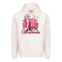 Pale Pink Pink Merry Christmas Black Santa Premium Hoodie - MaliasSmallBusiness