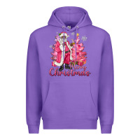 Purple Pink Merry Christmas Black Santa Premium Hoodie - MaliasSmallBusiness