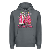 Rock Pink Merry Christmas Black Santa Premium Hoodie - MaliasSmallBusiness